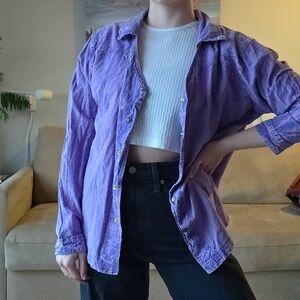 Lilac Button-Up Shirt - Lightweight Cotton